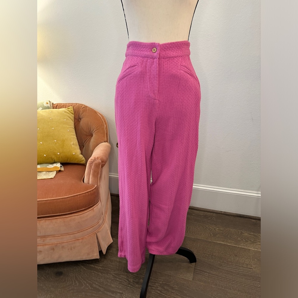 Free People Bright Pink Button & Elastic Waist Dress Pants | Size XS